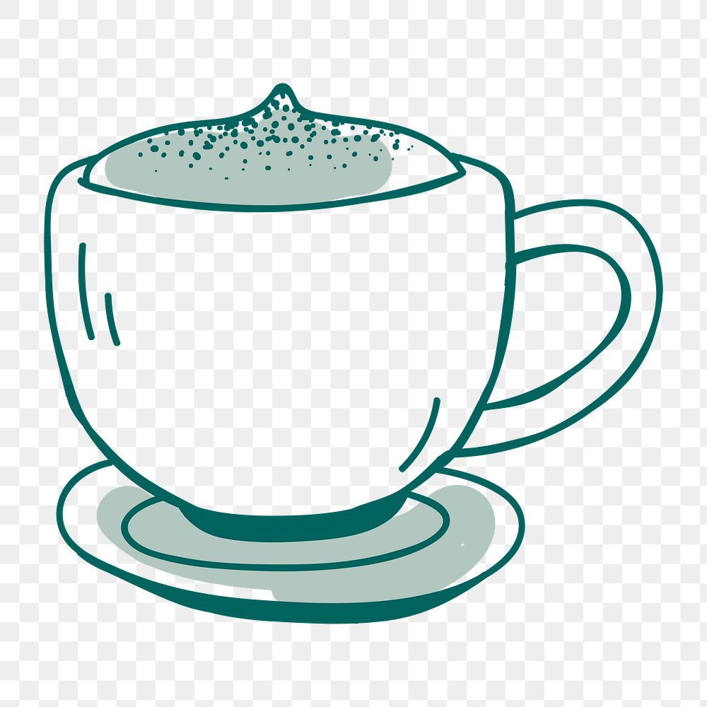 Png  cute coffee cup  doodle illustration, transparent background