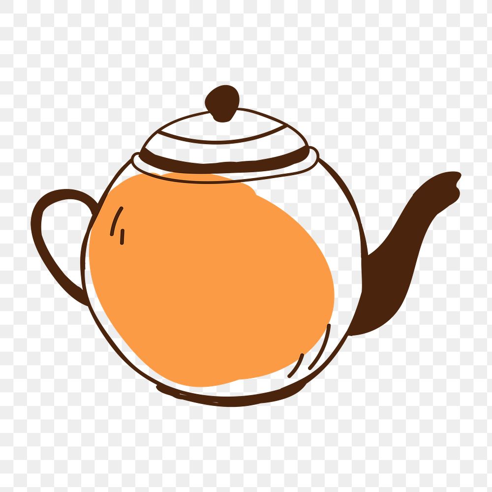Png  cute tea pot  doodle illustration, transparent background