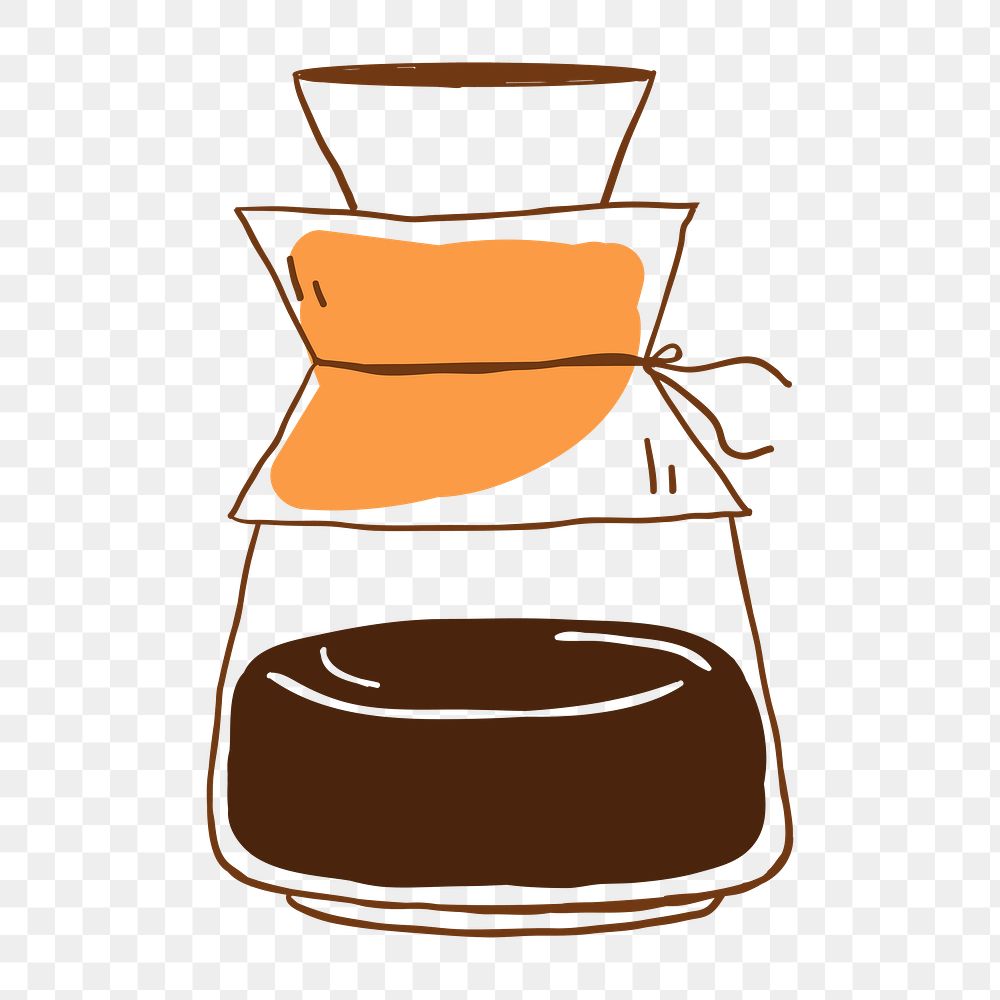 Png  cute drip coffee  doodle illustration, transparent background