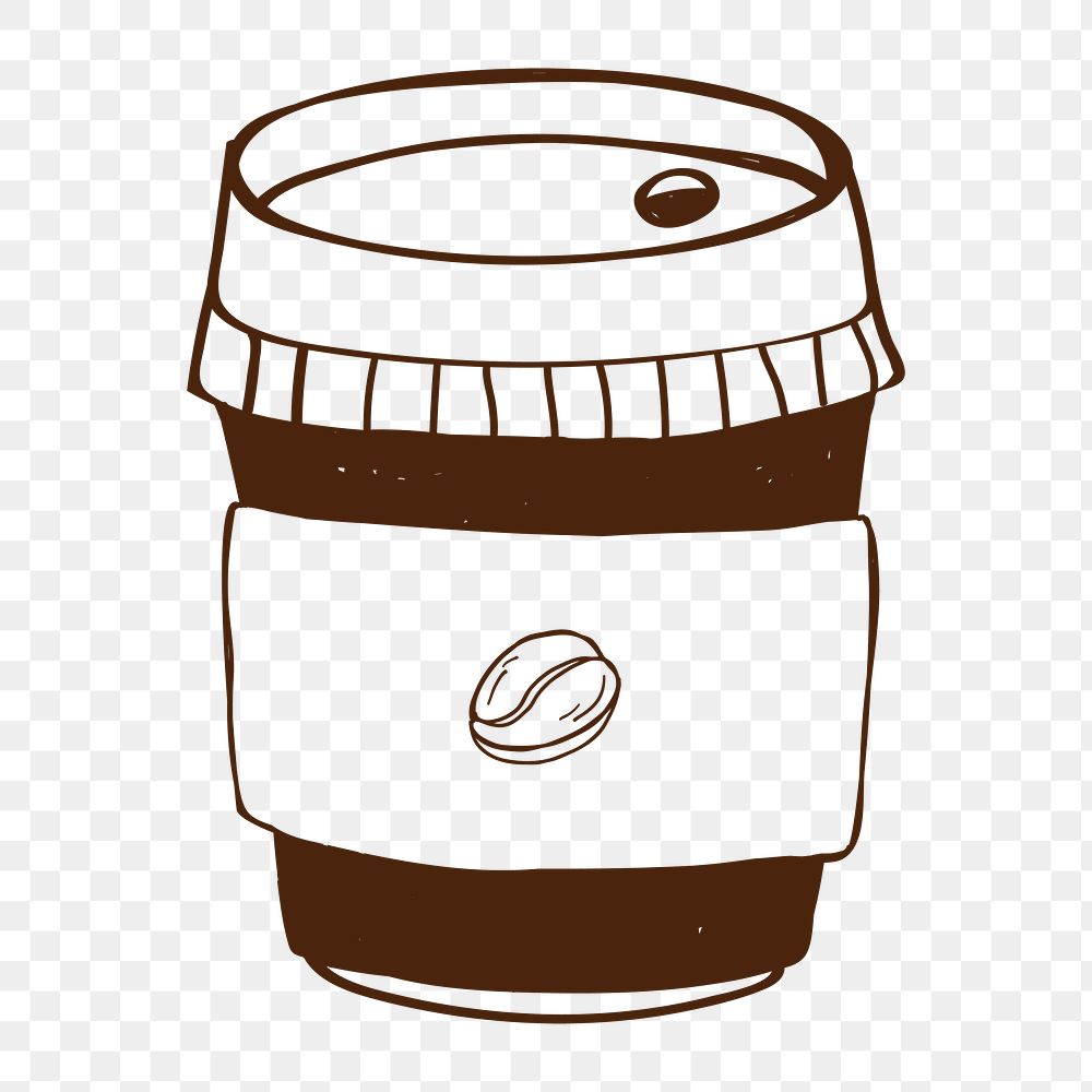 Png  coffee takeaway cup  doodle illustration, transparent background
