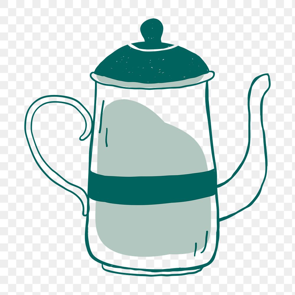 Png  cute tea pot  doodle illustration, transparent background