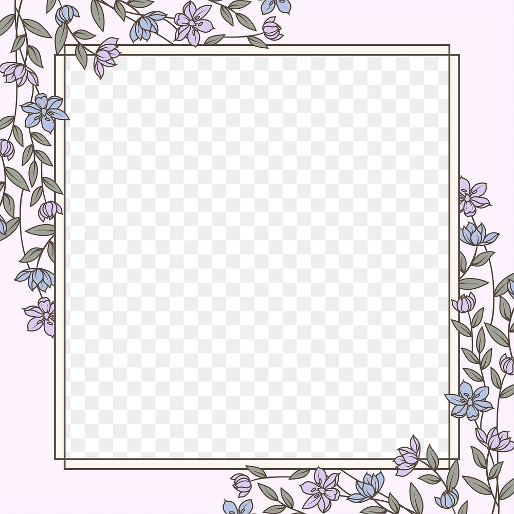 Pastel flower png frame, transparent background