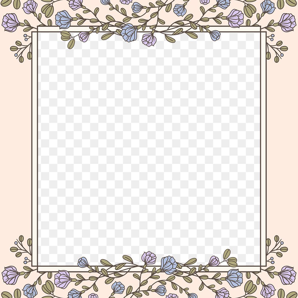 Pastel flower png frame, transparent background