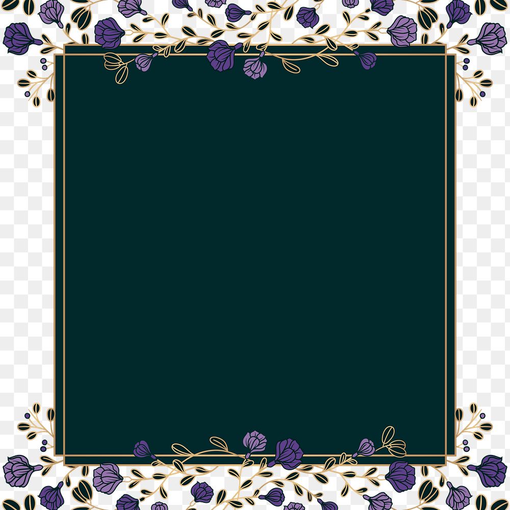 Black flower png badge, transparent background