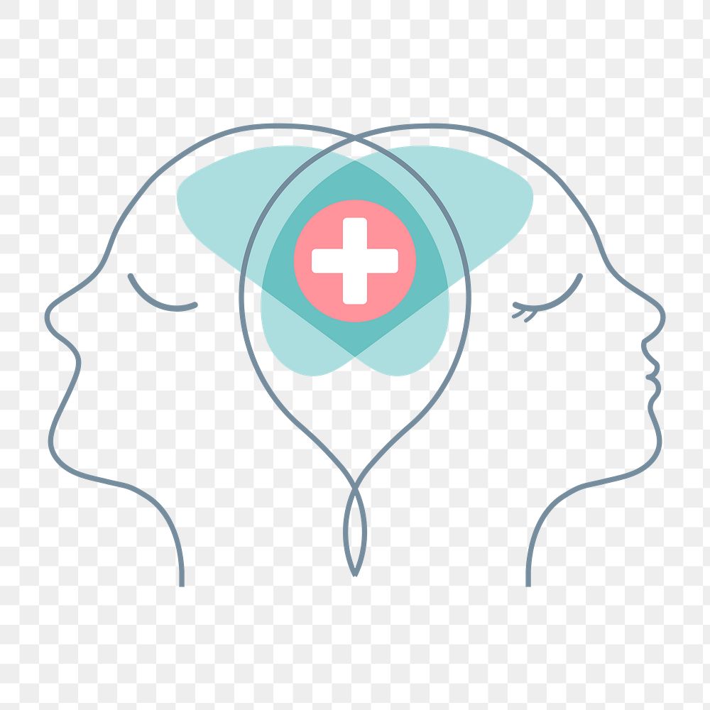 Couples therapy icon png, mental health illustration on  transparent background 