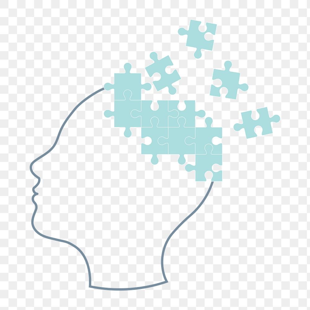 Puzzle mind icon png, autism illustration on transparent background 