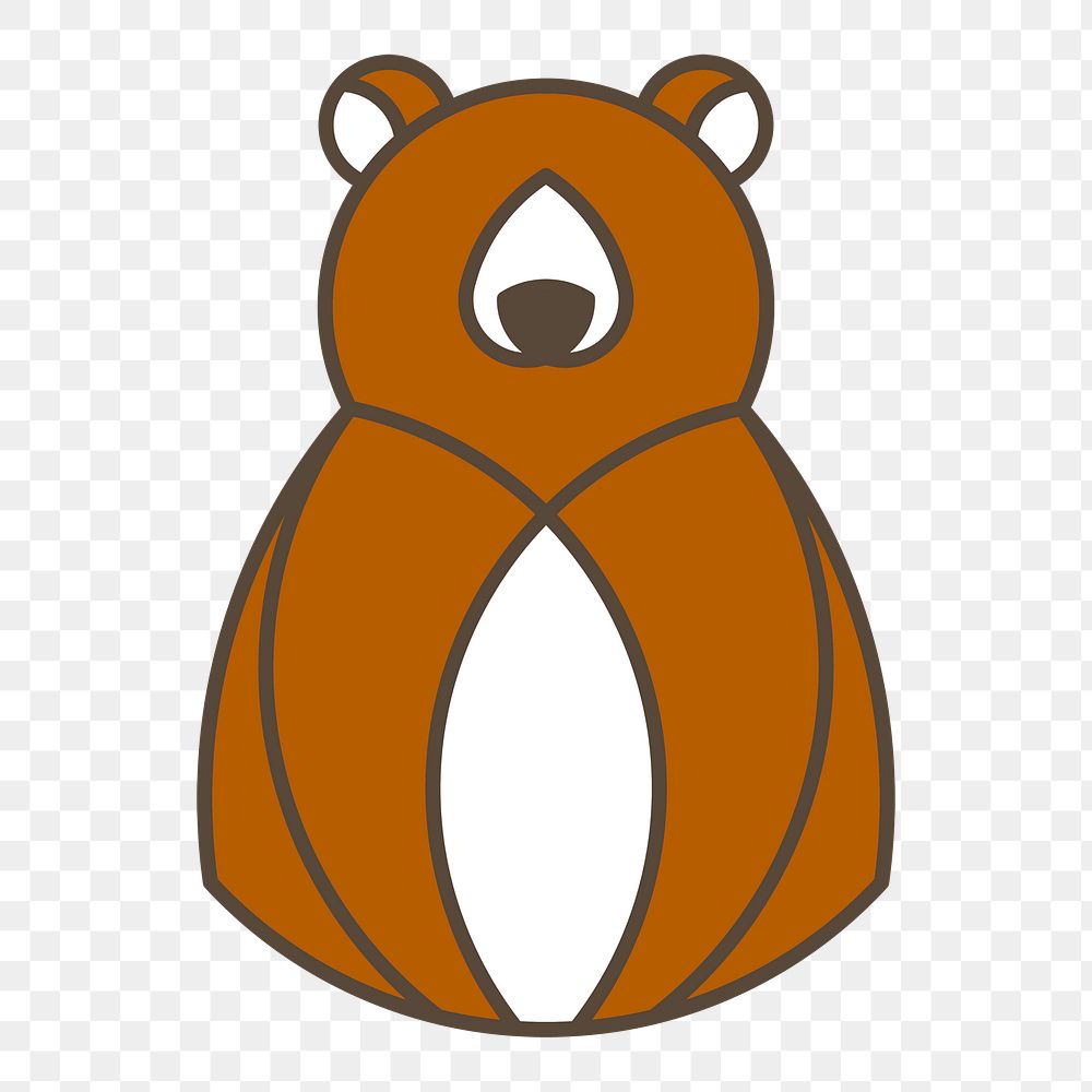 Png Brown bear geometrical animal element, transparent background