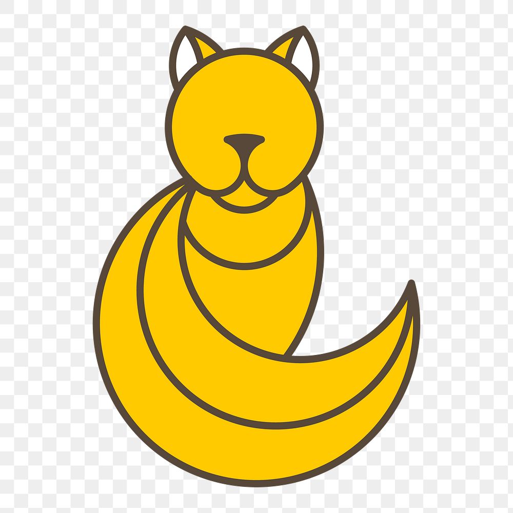 Png Yellow cat geometrical animal element, transparent background