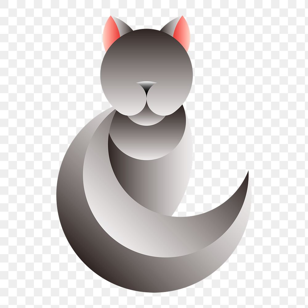 Png Gray cat geometrical animal design element, transparent background