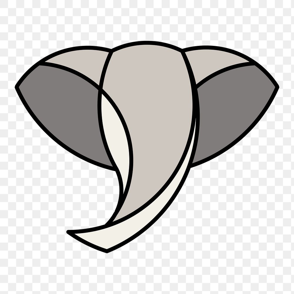 Png Linear illustration of a elephant's head element, transparent background