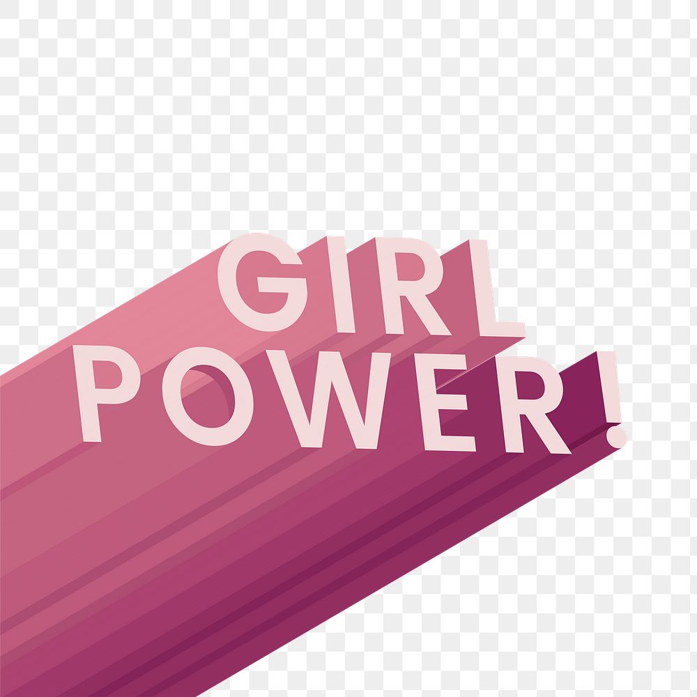 Png Pink girl power word typography element, transparent background