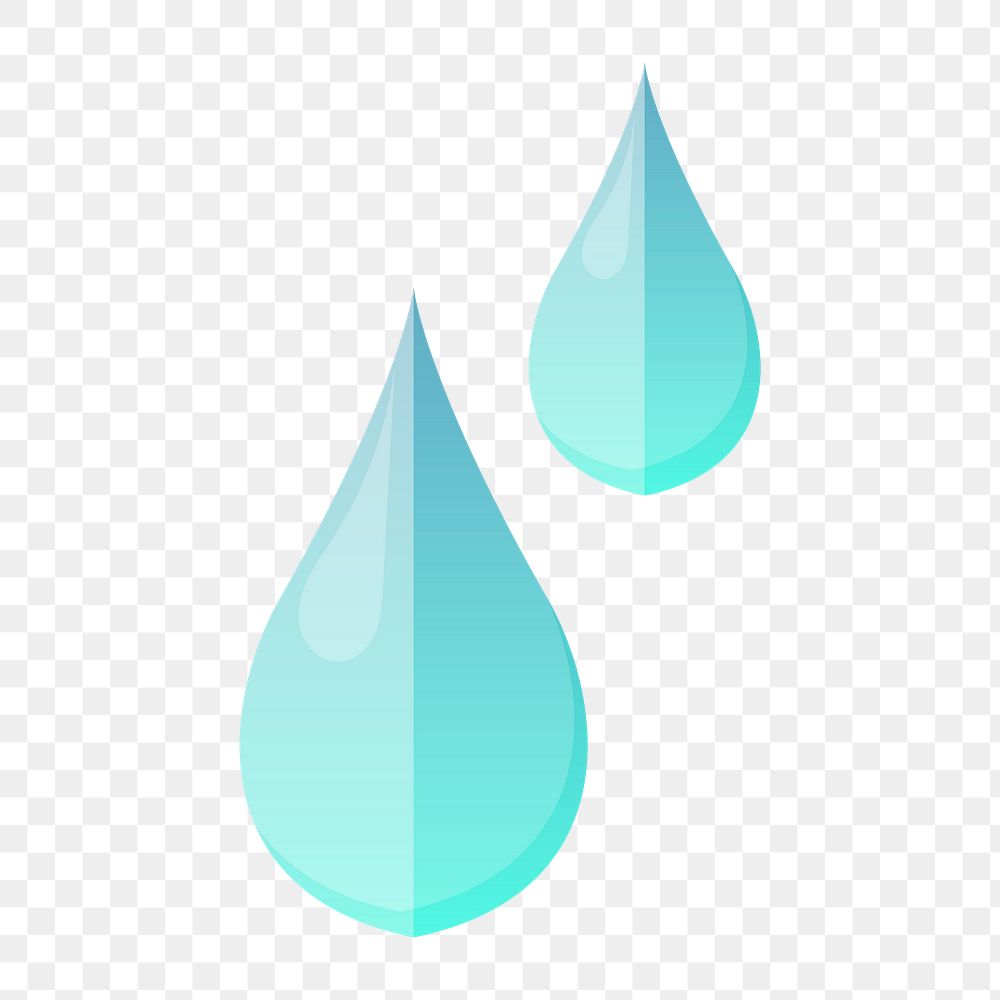 Water droplets icon png,  environmental conservation illustration on  transparent background 