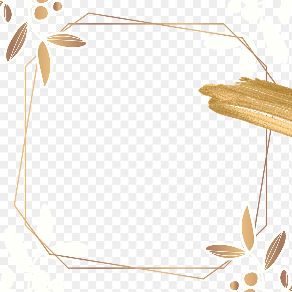 Gold leaf png frame, transparent background