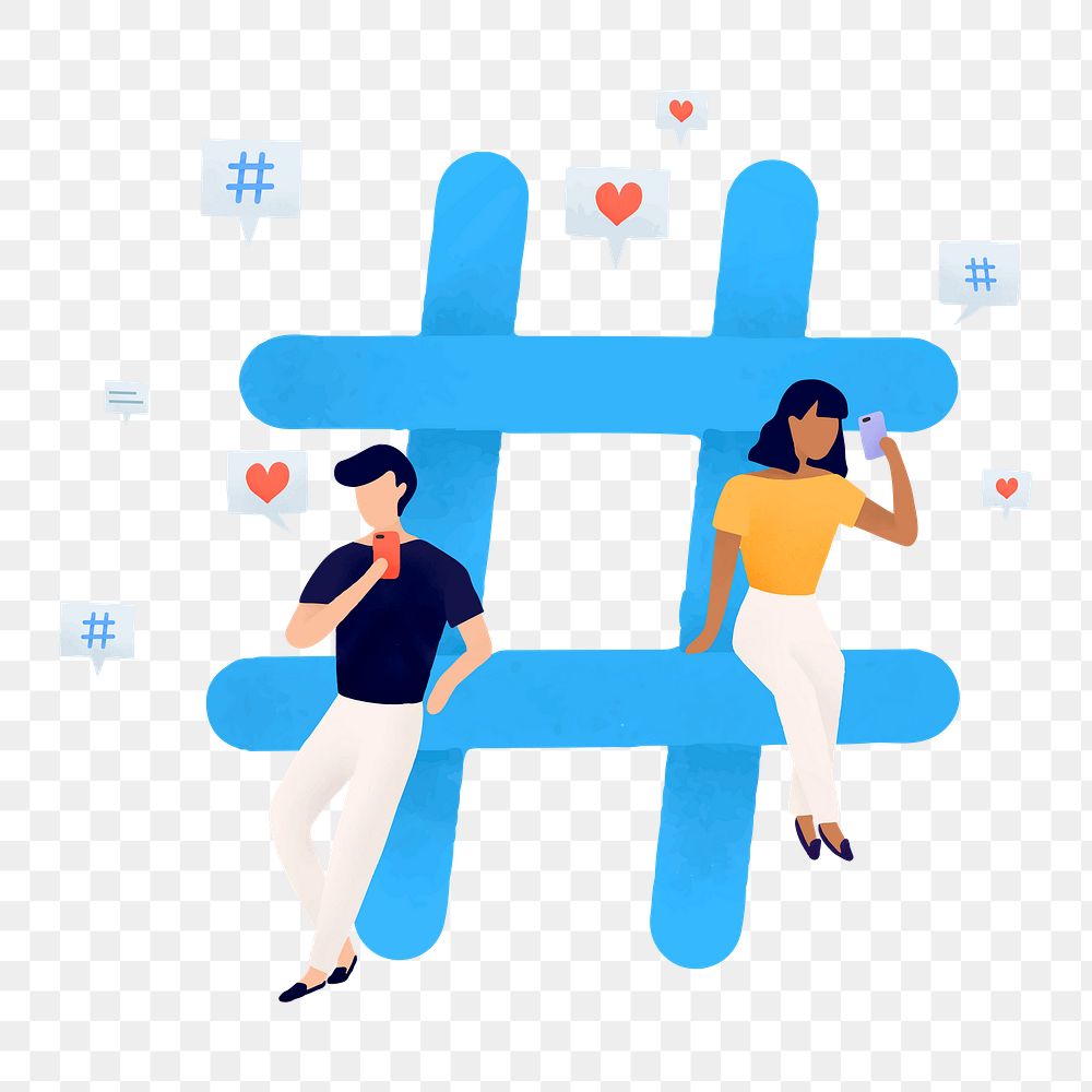 Png Users with a hashtag element, transparent background