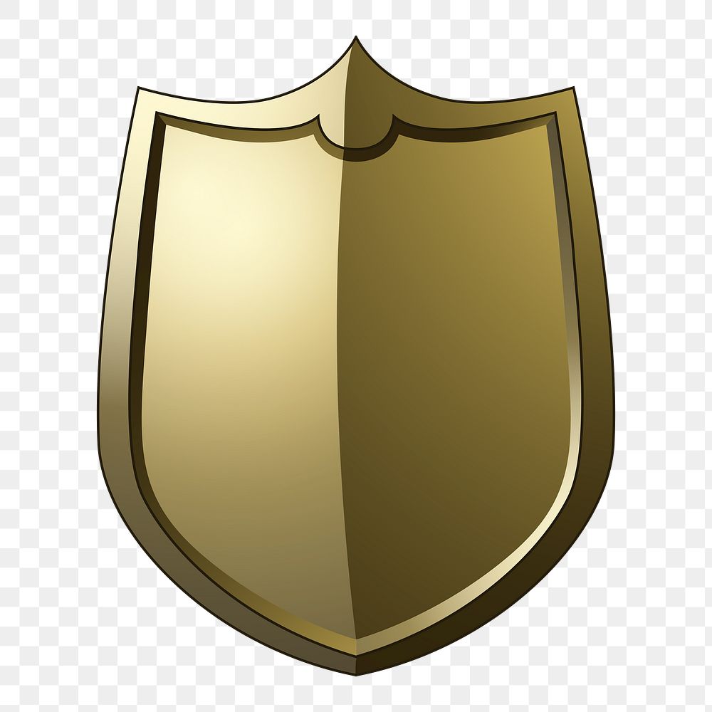 Png golden Baroque shield element, transparent background