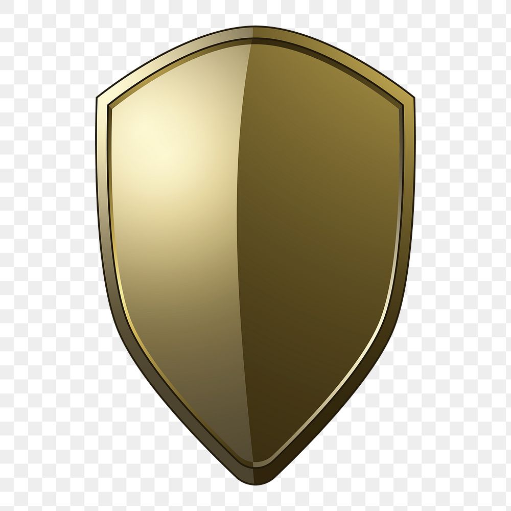 Png golden Baroque shield element, transparent background