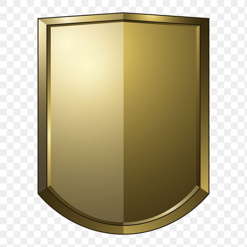 Png golden Baroque shield element, transparent background