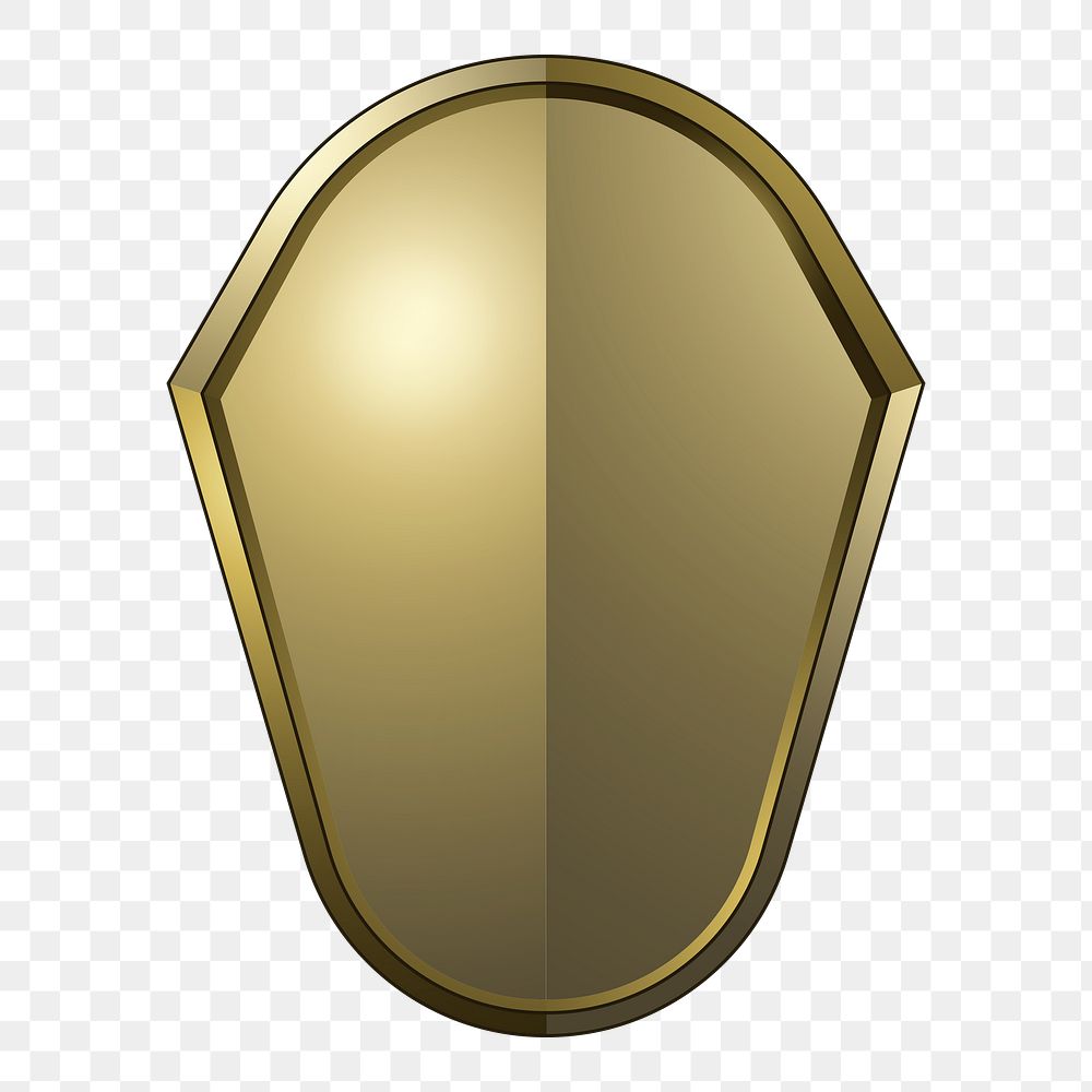 Png golden Baroque shield element, transparent background