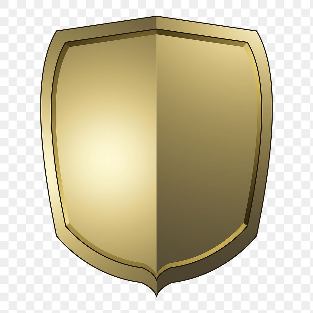 Png golden Baroque shield element, transparent background