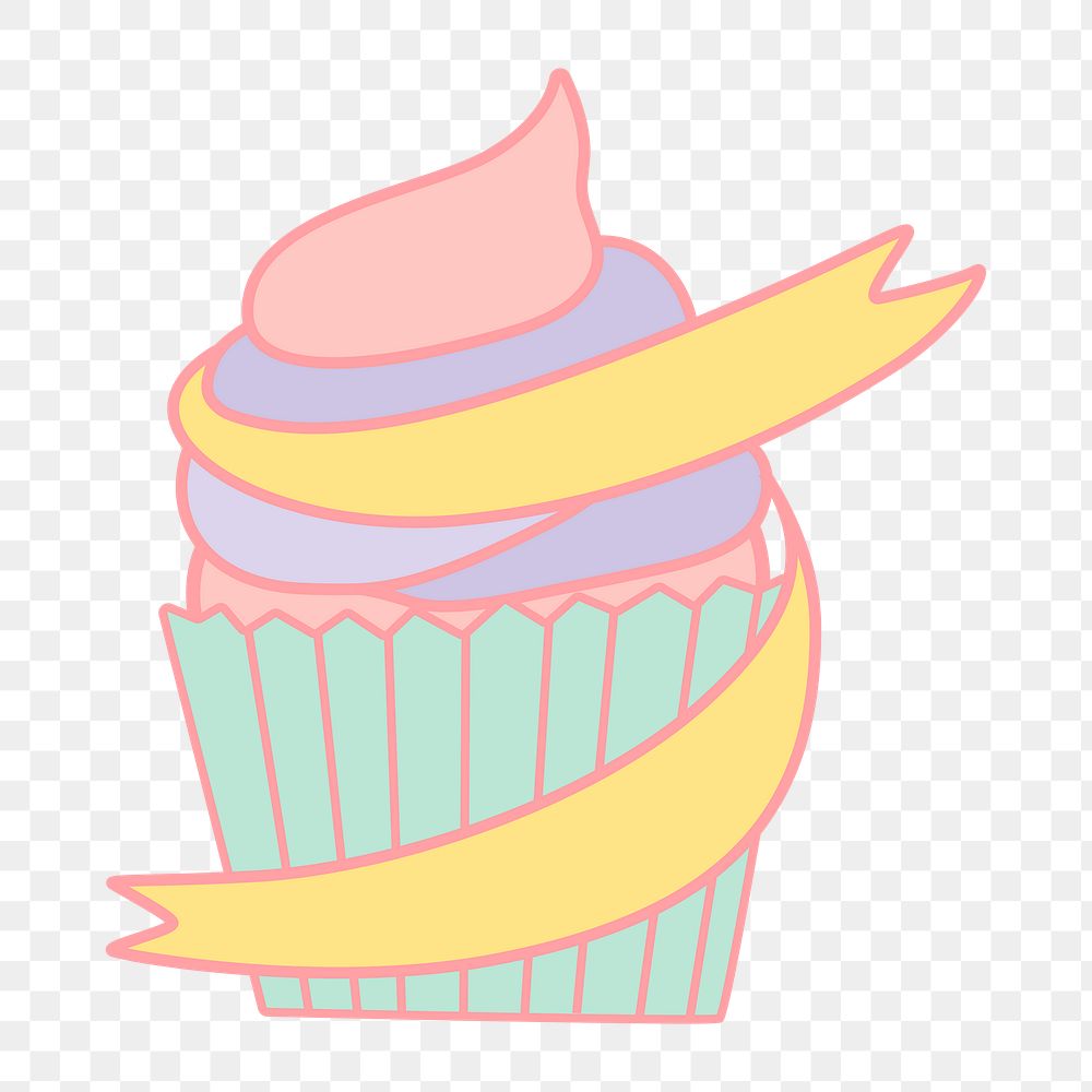 Png cute pastel cupcake banner, transparent background