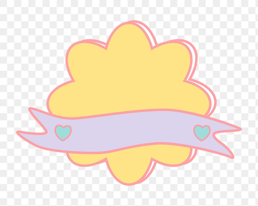 Png cute starburst badge banner, transparent background