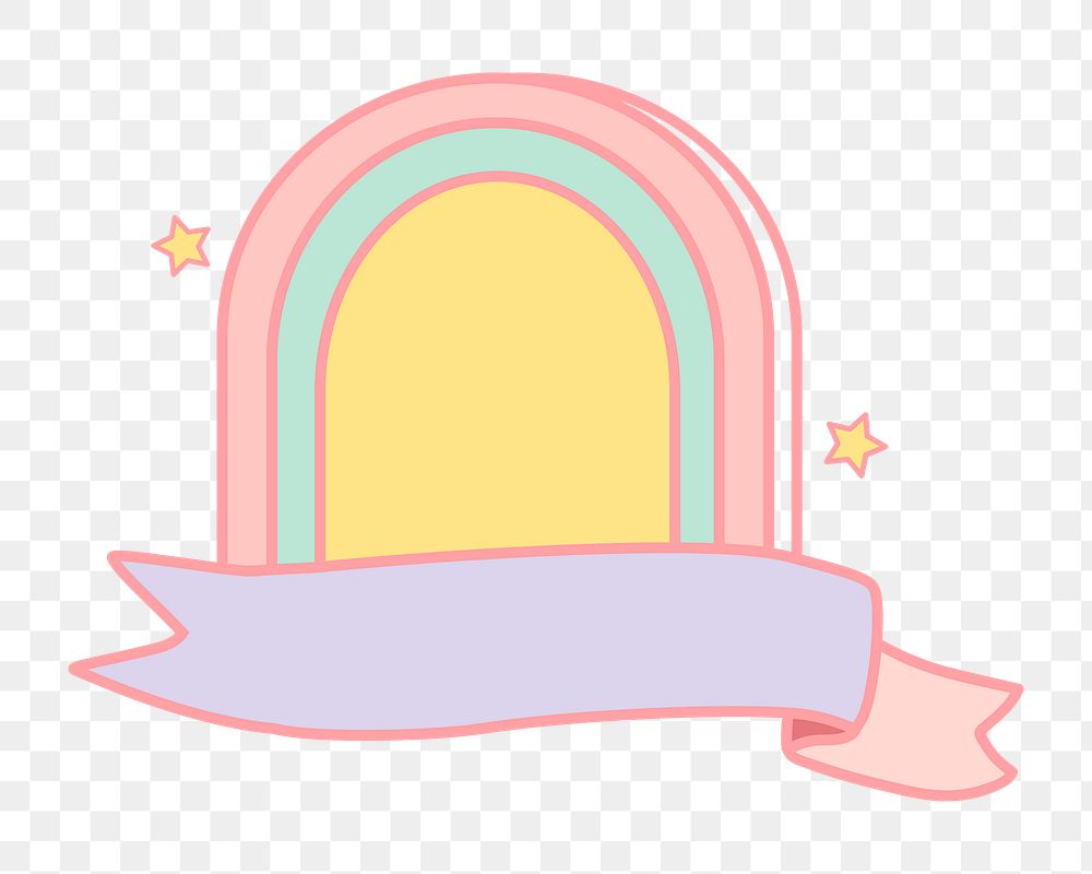 Png cute pastel rainbow banner, transparent background