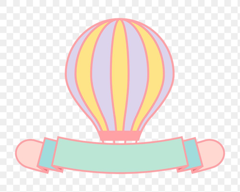 Png cute pastel balloon banner, transparent background