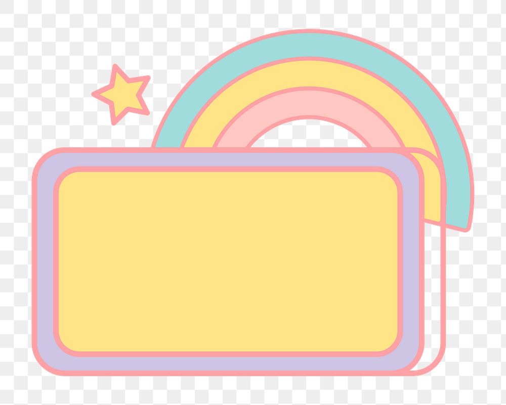 Png cute pastel rainbow badge, transparent background