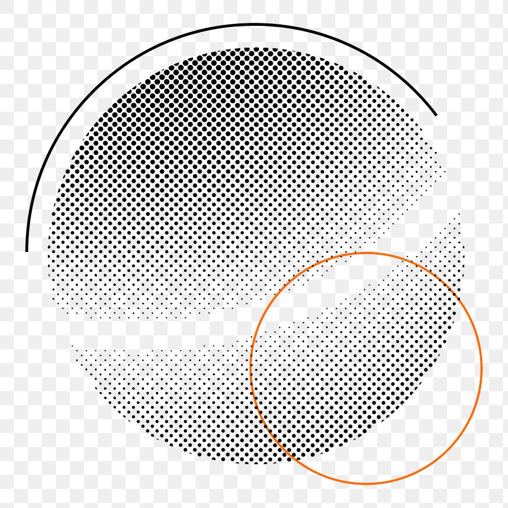 Png halftone abstract circle element, transparent background