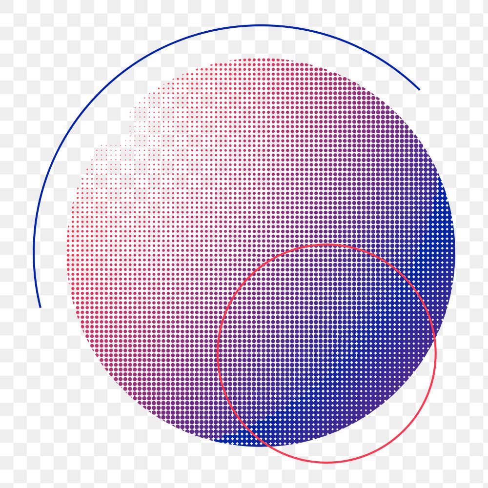 Png Colorful halftone abstract circle element, transparent background