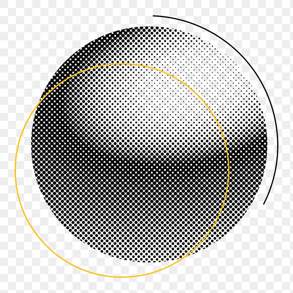Png halftone abstract circle element, transparent background