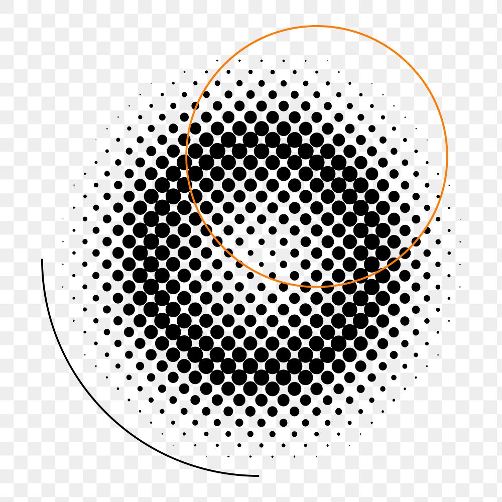 Png halftone abstract circle element, transparent background