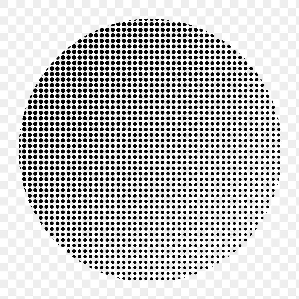 Png black round halftone gradient element, transparent background