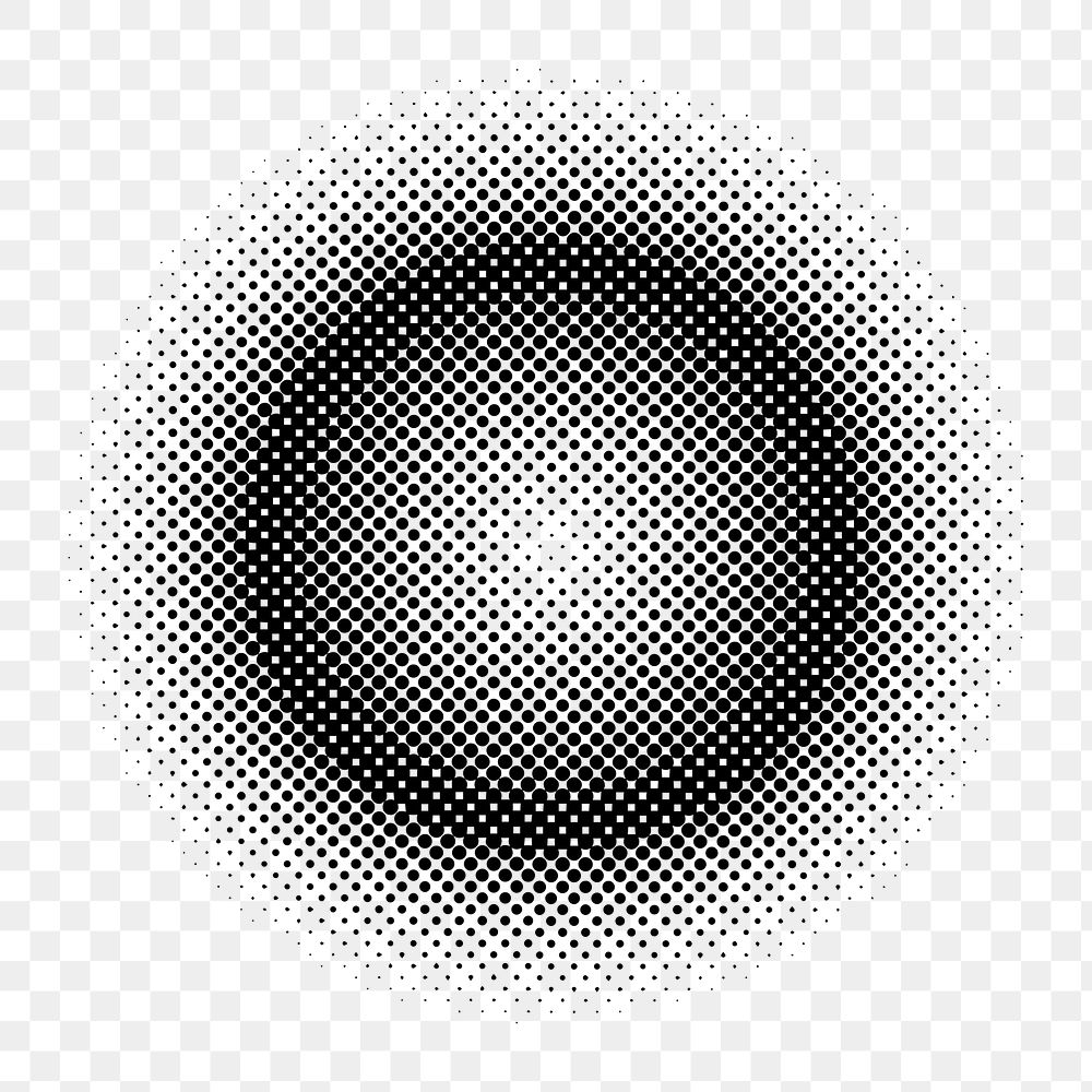 Png black halftone gradient element, transparent background