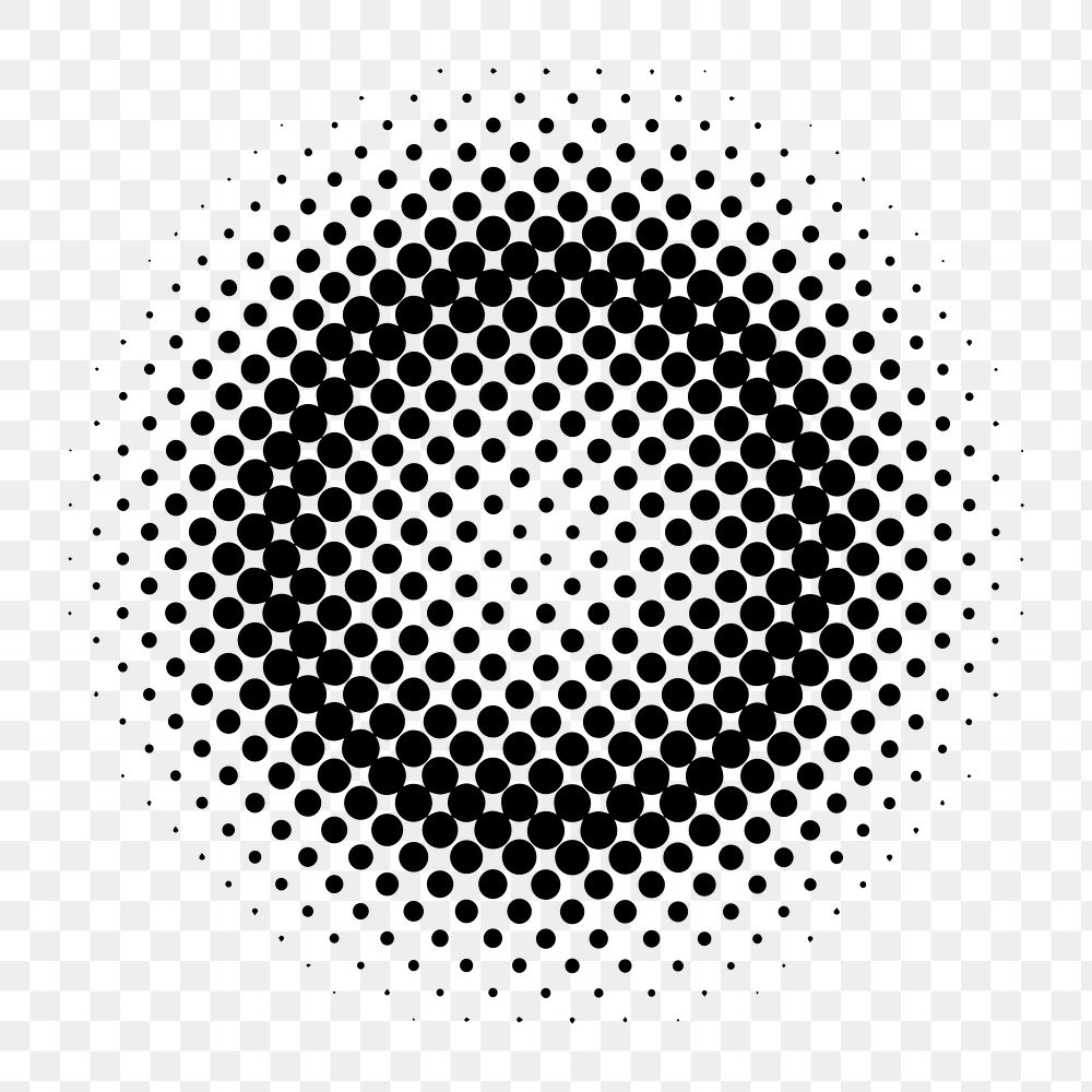 Png black halftone gradient element, transparent background