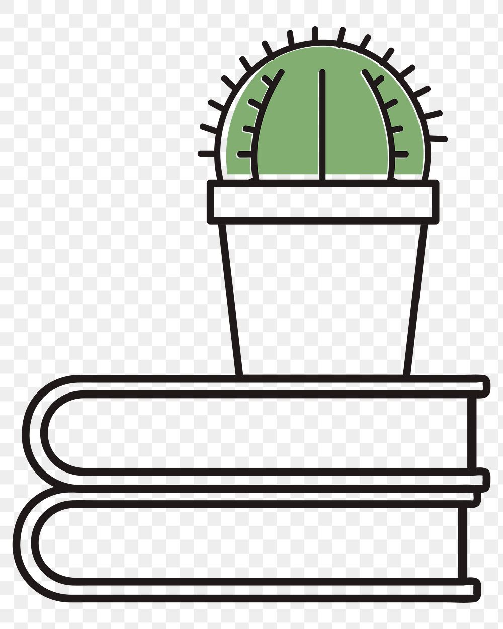 Cactus on books png illustration, transparent background