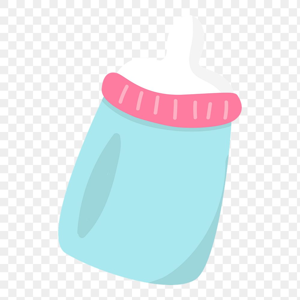 Png Cute blue baby bottle element, transparent background