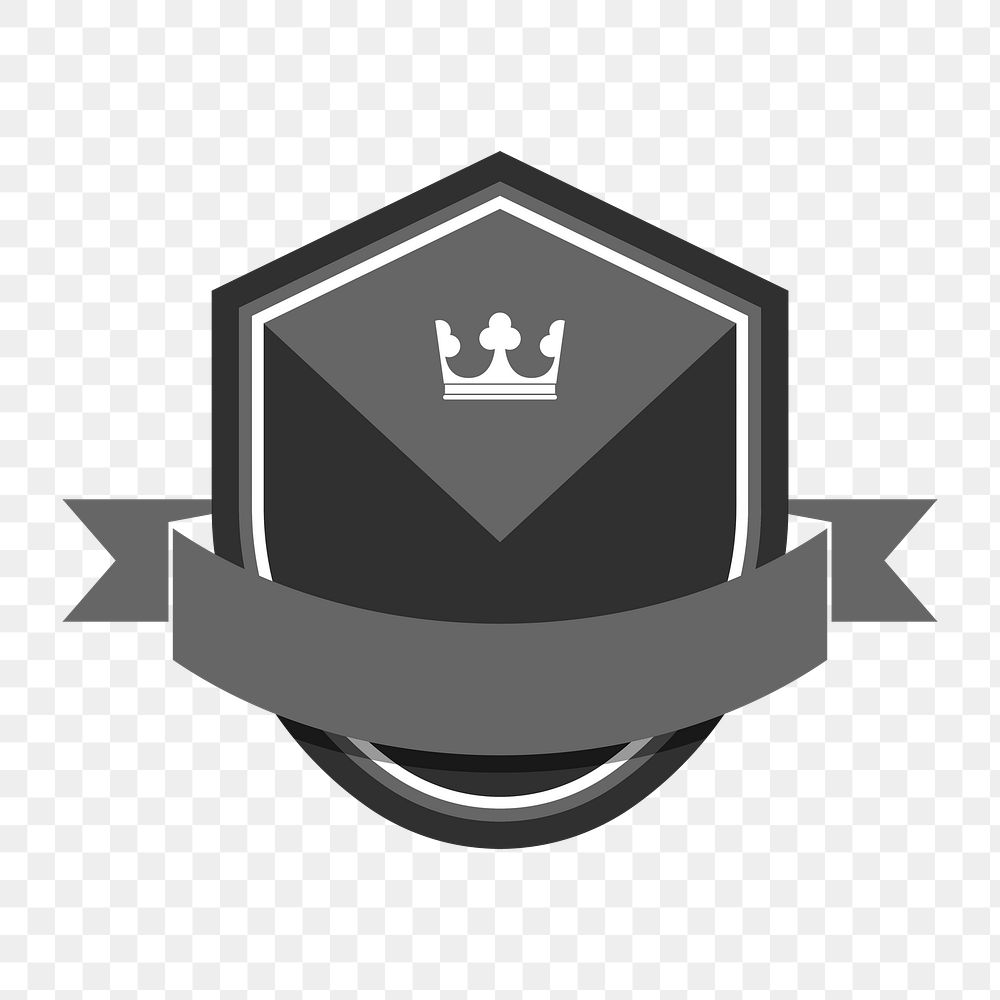 Png black shield badge banner, transparent background