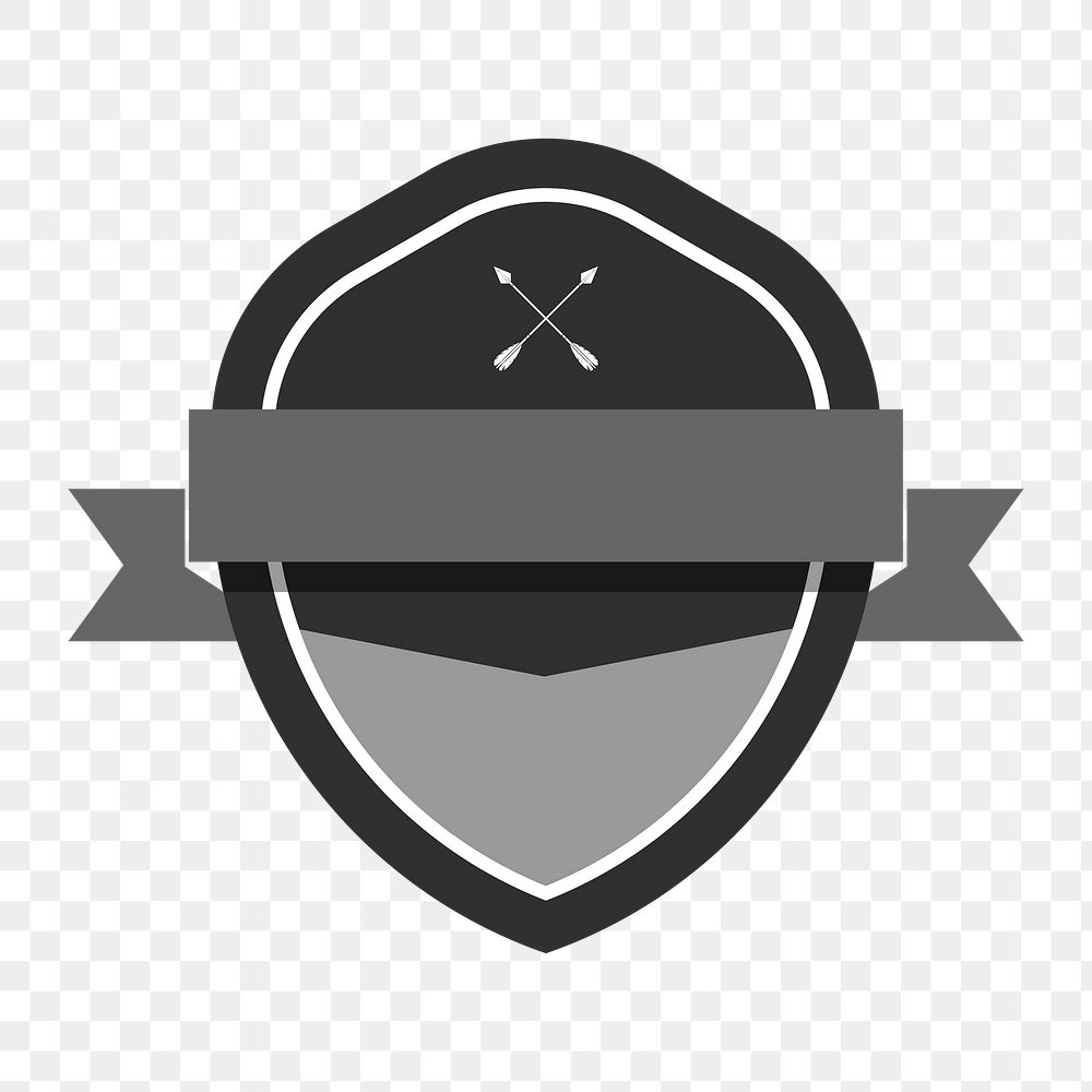 Png black shield badge banner, transparent background