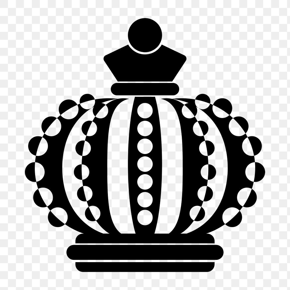 Png black royal crown icon, transparent background