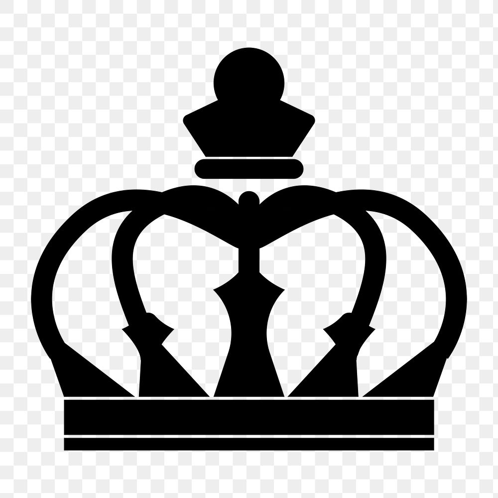 Png black royal crown icon, transparent background