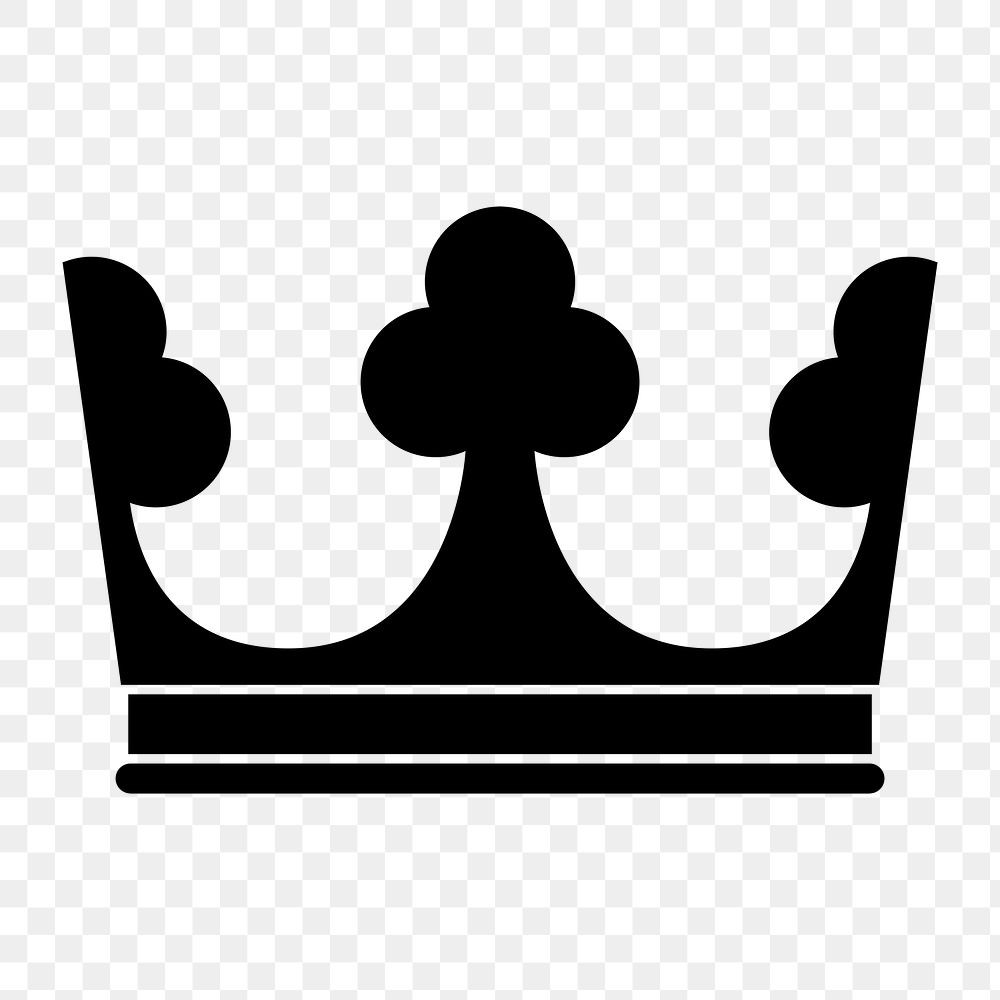 Png black royal crown icon, transparent background