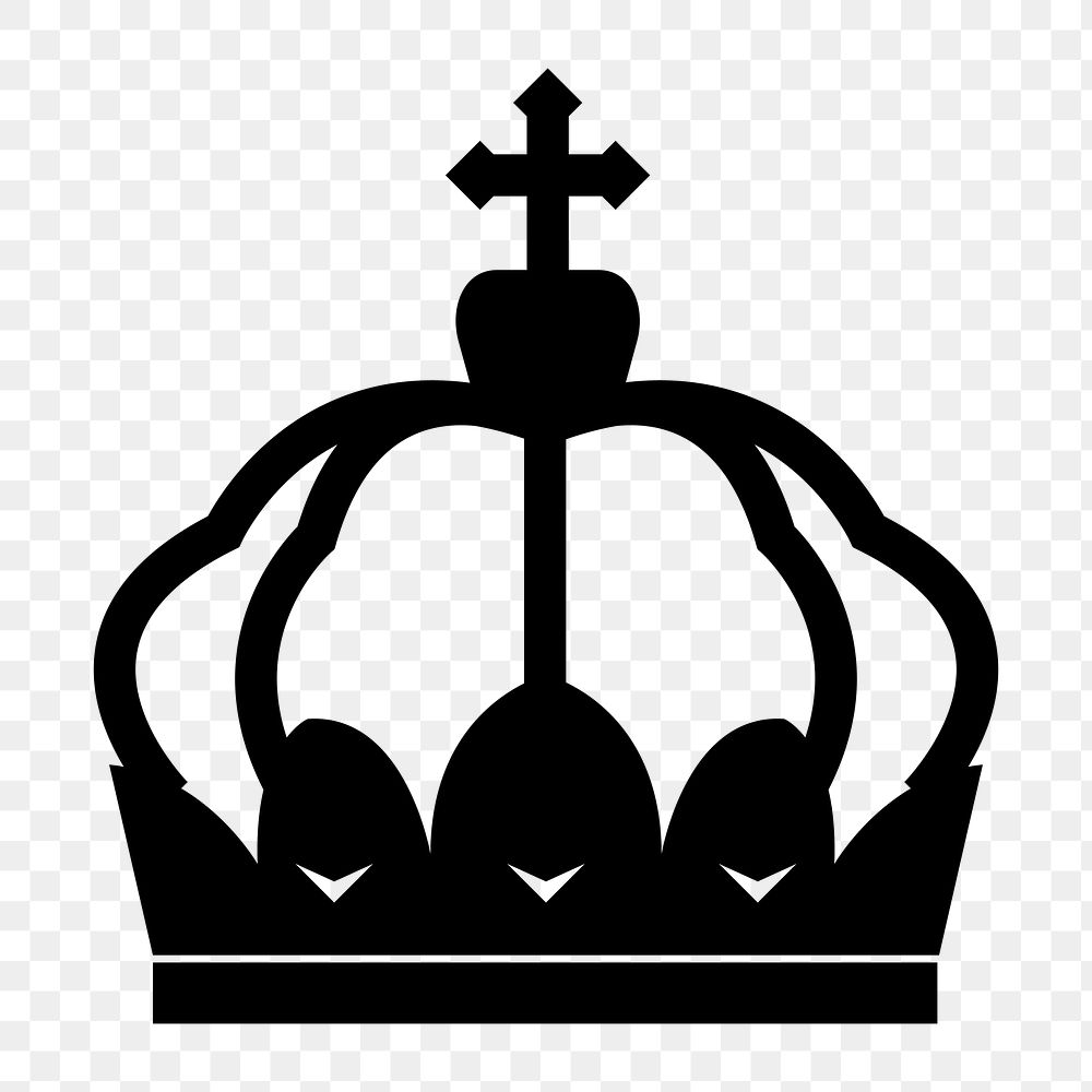 Png black luxurious crown icon, transparent background