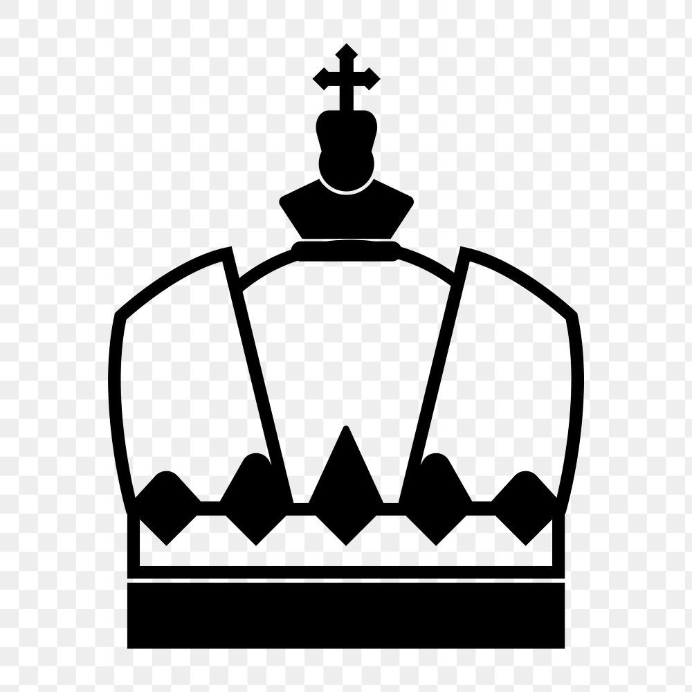 Png black luxurious crown icon, transparent background
