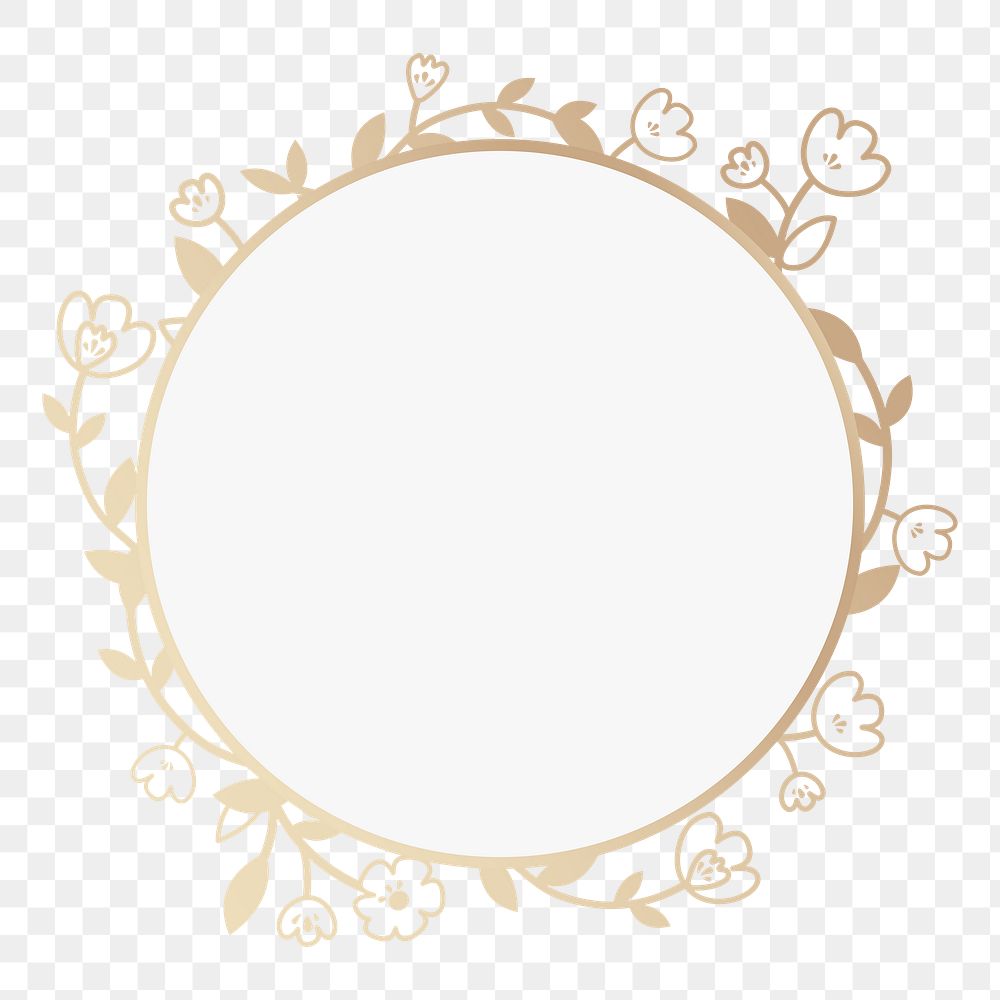 Beige floral png badge, transparent background