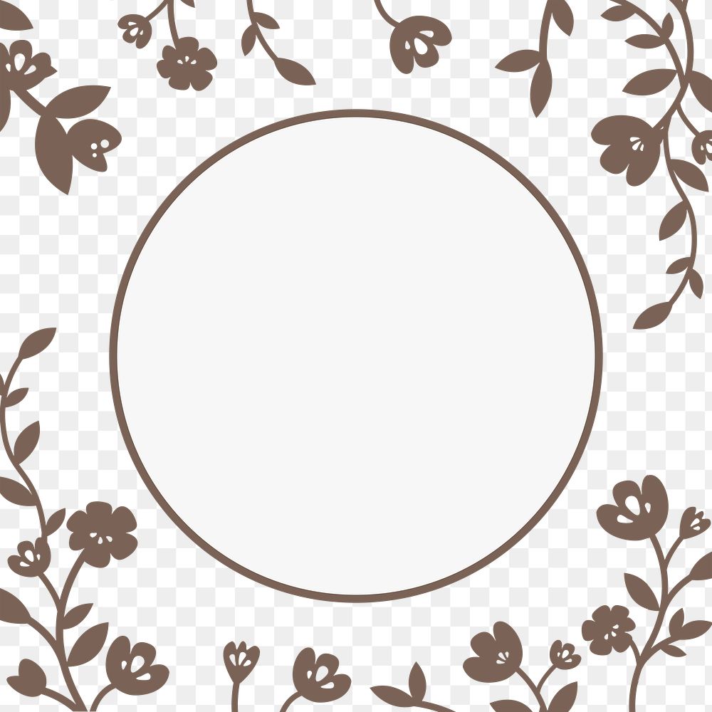 Brown flower png badge, transparent background