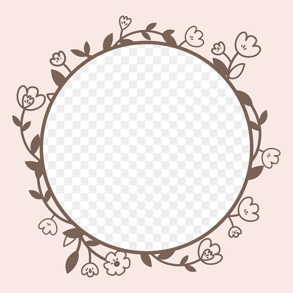 Pink flower png frame, transparent background
