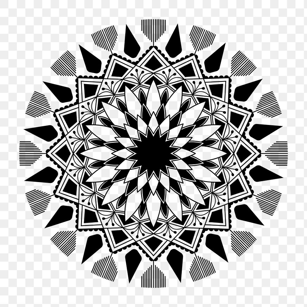 Png round mandala pattern element, transparent background