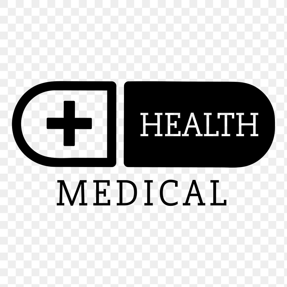 Black healthcare logo png, transparent background
