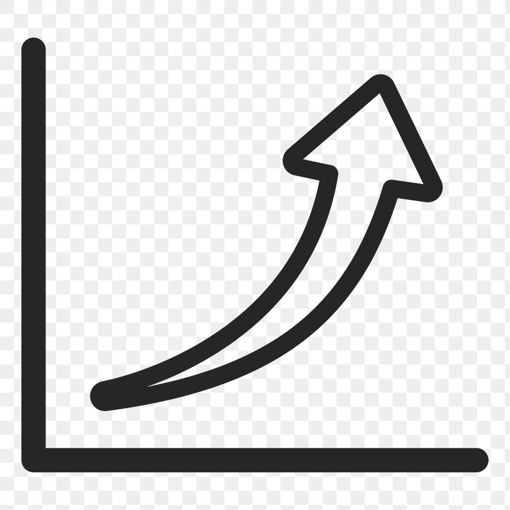 Growth graph with arrow    png icon, transparent background